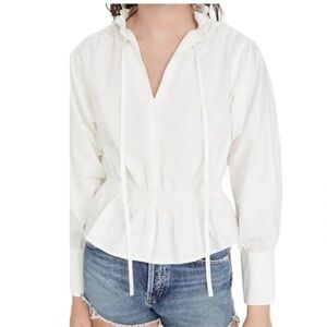 Rebecca Taylor Women's White Peplum Top